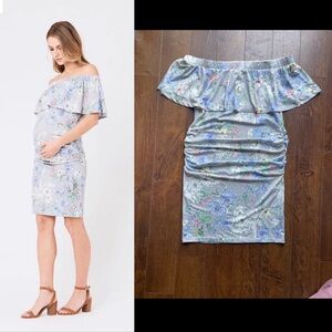 Large Off The Shoulder Maternity Dress. Stretchy. Ruched.